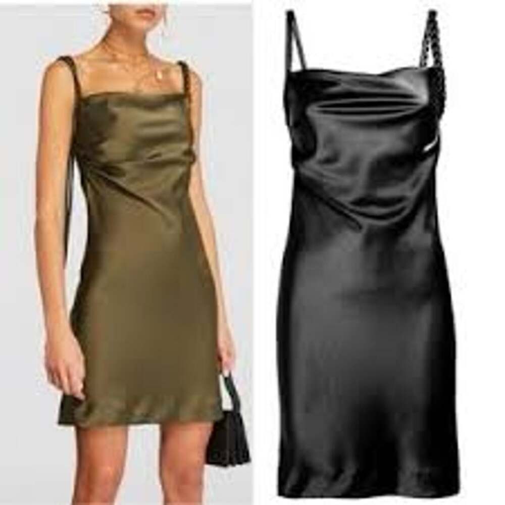 House of Harlow 1960 Satin Slip Dress Black Medium NWT